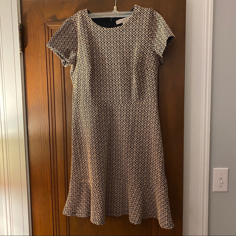 Great gold and navy textured Loft dresss